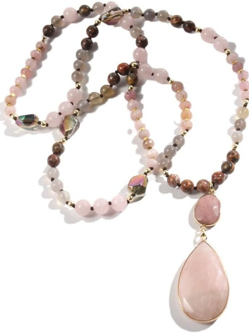 Trendy Boho Long Necklace for Women | Natural Stone Beaded Charm Jewelry, 32-36